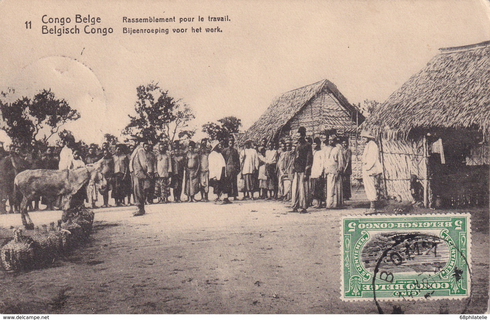 CONGO BELGE  1921  ENTIER POSTAL CARTE ILLUSTREE DE BOMA - Postwaardestukken