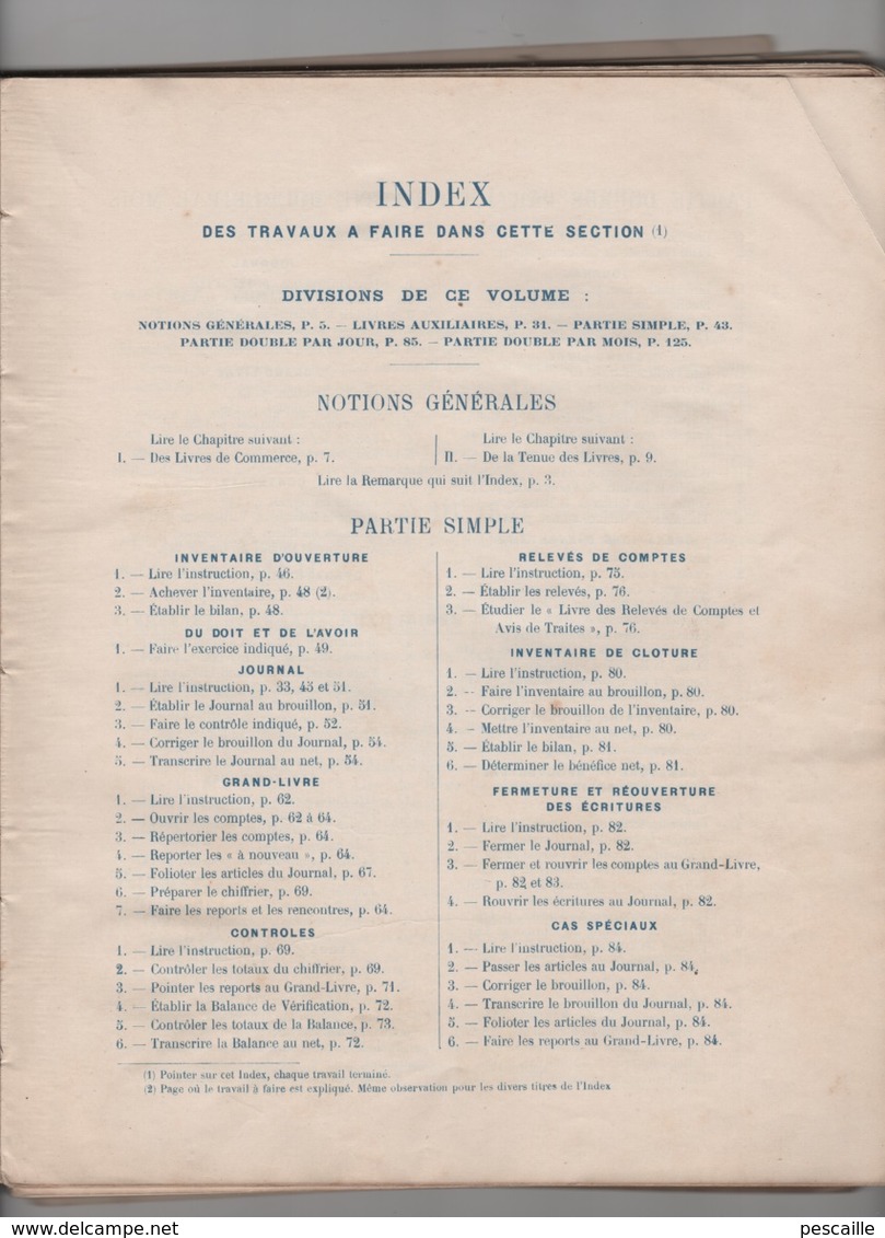 PIGIER ANNEES 1910 - COURS DE COMPTABILITE COMMERCIALE - TENUE DES LIVRES DE COMPTES - Sonstige & Ohne Zuordnung