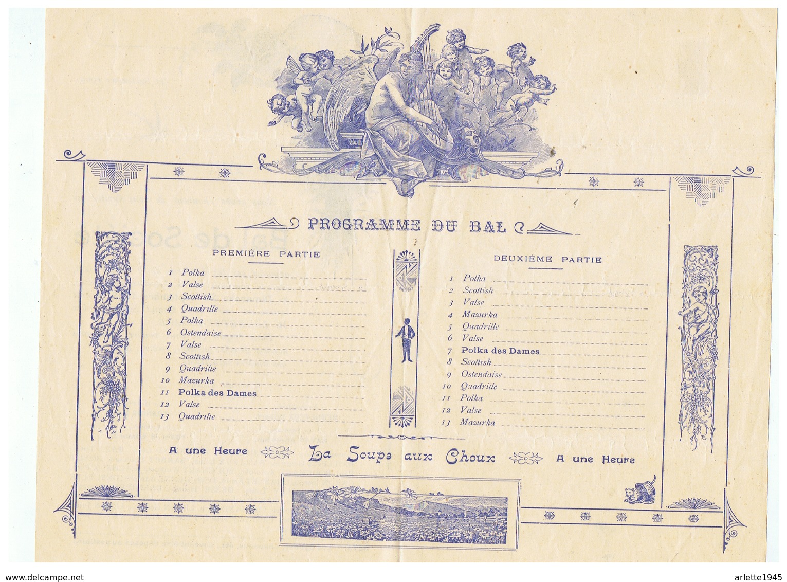 PROGRAMME BAL DE SOCIETE JEUNESSE De MAING (NORD)  Le DIMANCHE 26 SEPTEMBRE 1909 - Programmes