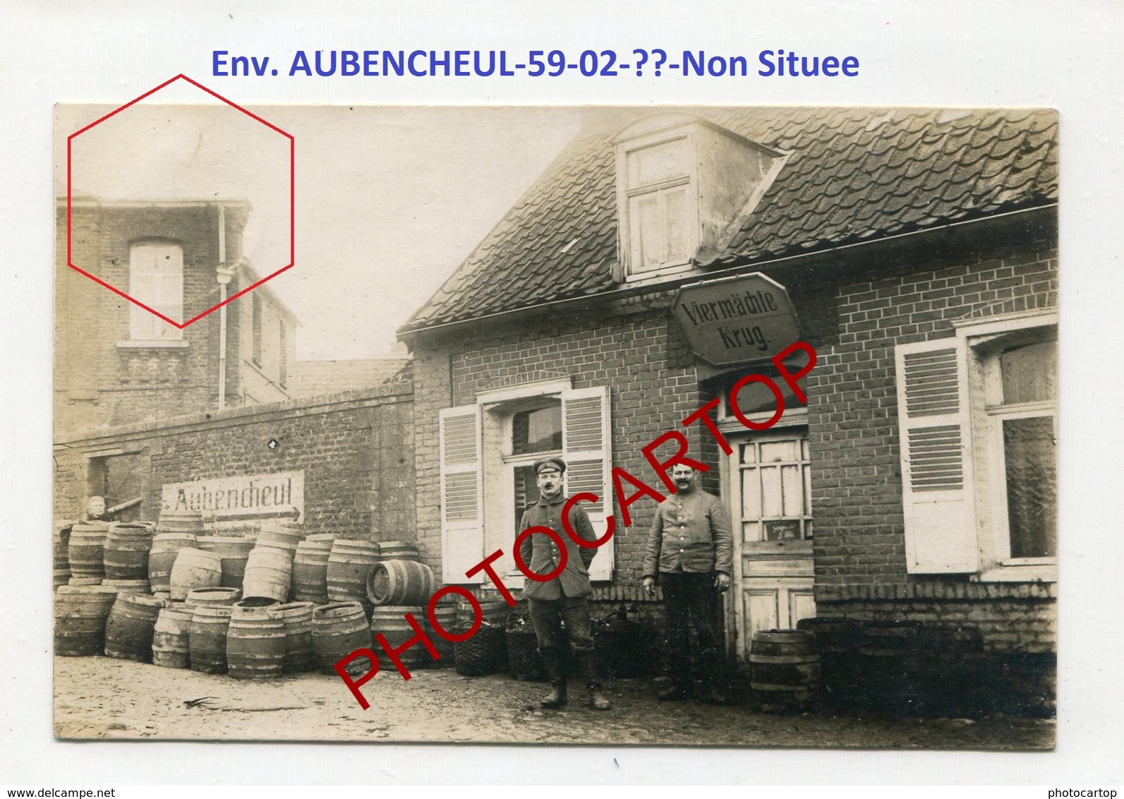 CAFE Allemand-Env. AUBENCHEUL-CARTE PHOTO Allemande-Guerre14-18-1WK-France-59-02-?- - Other & Unclassified