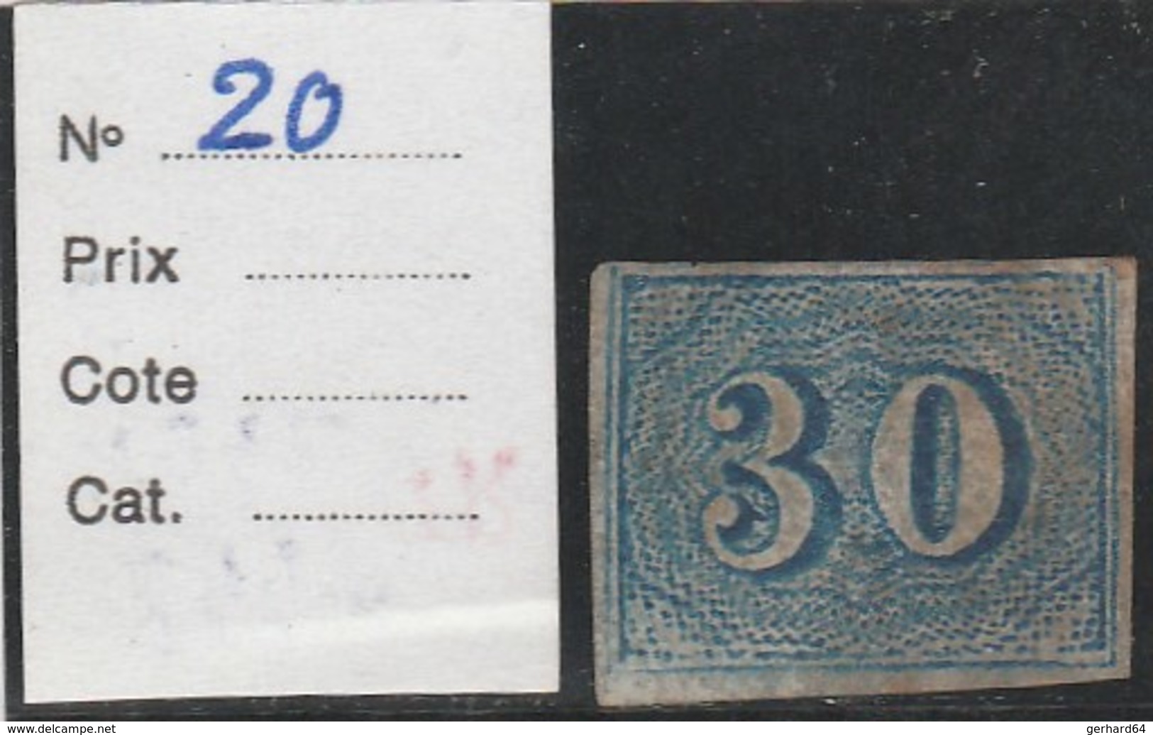 BRESIL 1854 - Yvert N° 20 - Neuf Sans Gomme (30 R) - Unused Stamps