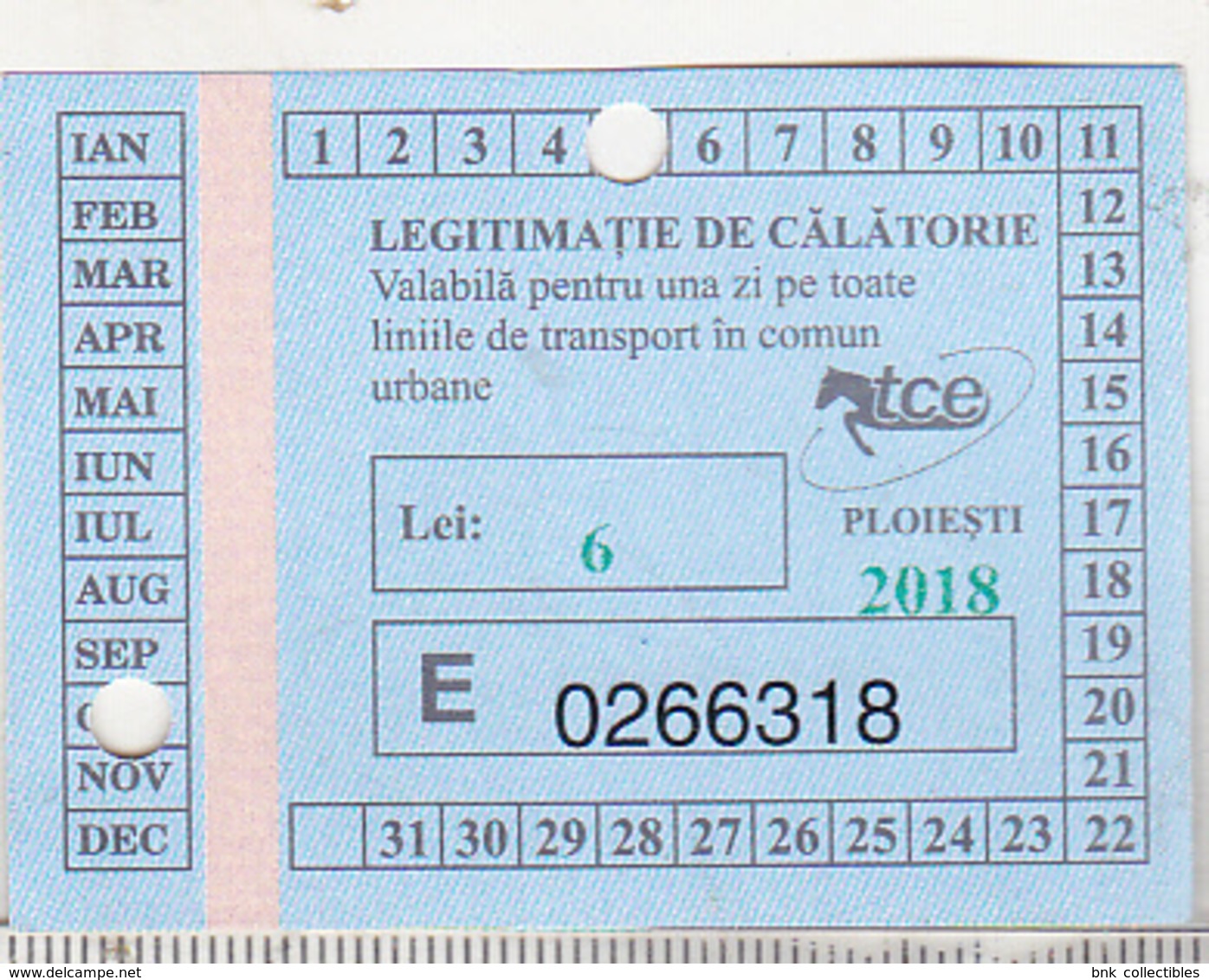 Romania Ploiesti TCE Bus Ticket - One Day Unlimited - Used - 6 Lei - Europe