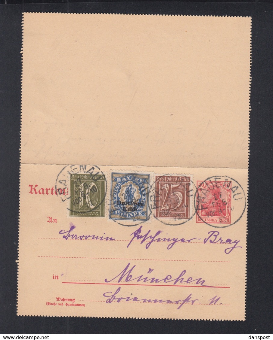 Dt. Reich Kartenbrief 1922 Frauenau Nach München - Briefe U. Dokumente