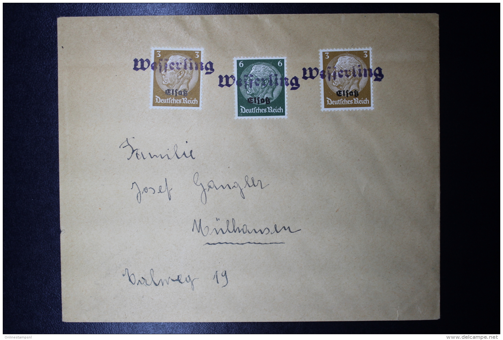 Elsass Alsace :  Notstempel  Wesserling Cover - Besetzungen 1938-45