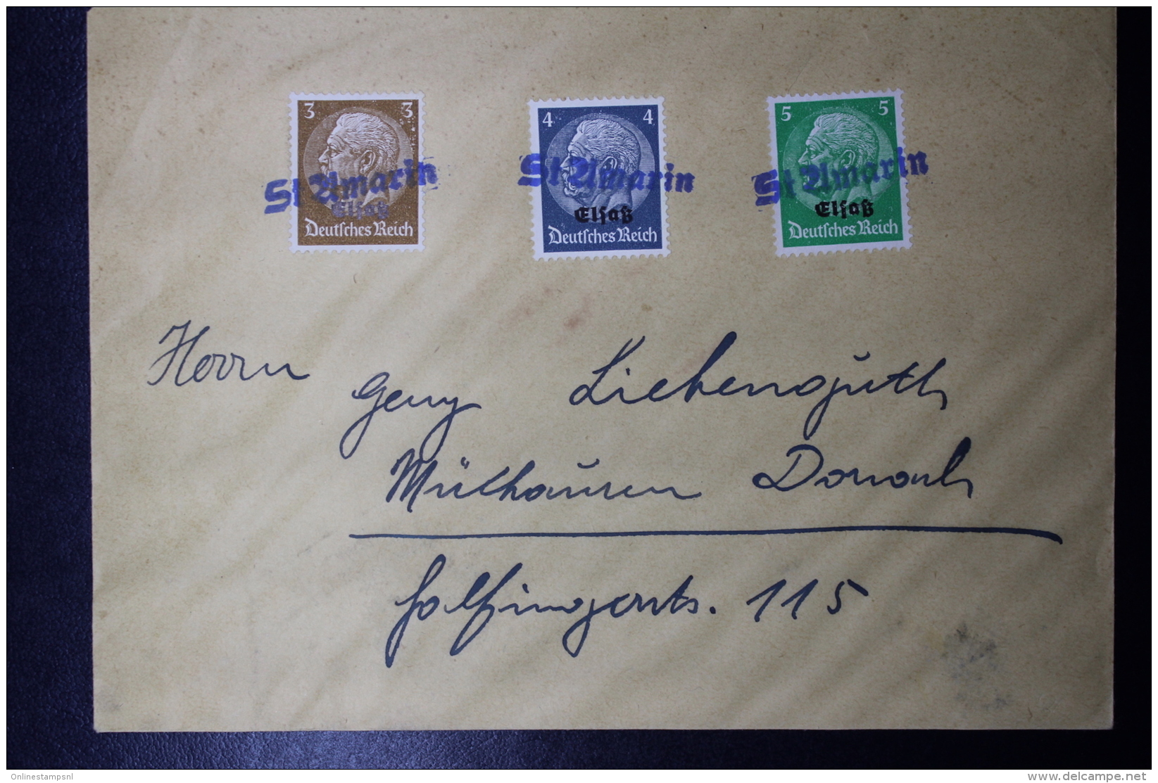 Elsass Alsace :  Notstempel  STAMARIN Cover - Besetzungen 1938-45