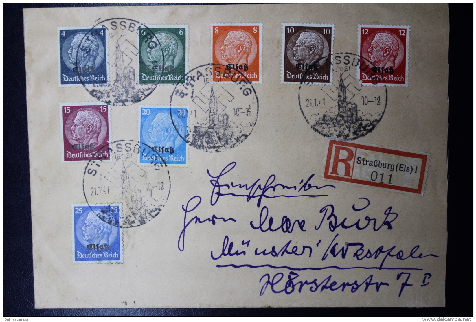 Elsass Alsace :  Strassbourg  Einschreiben Cover   1941 - Besetzungen 1938-45