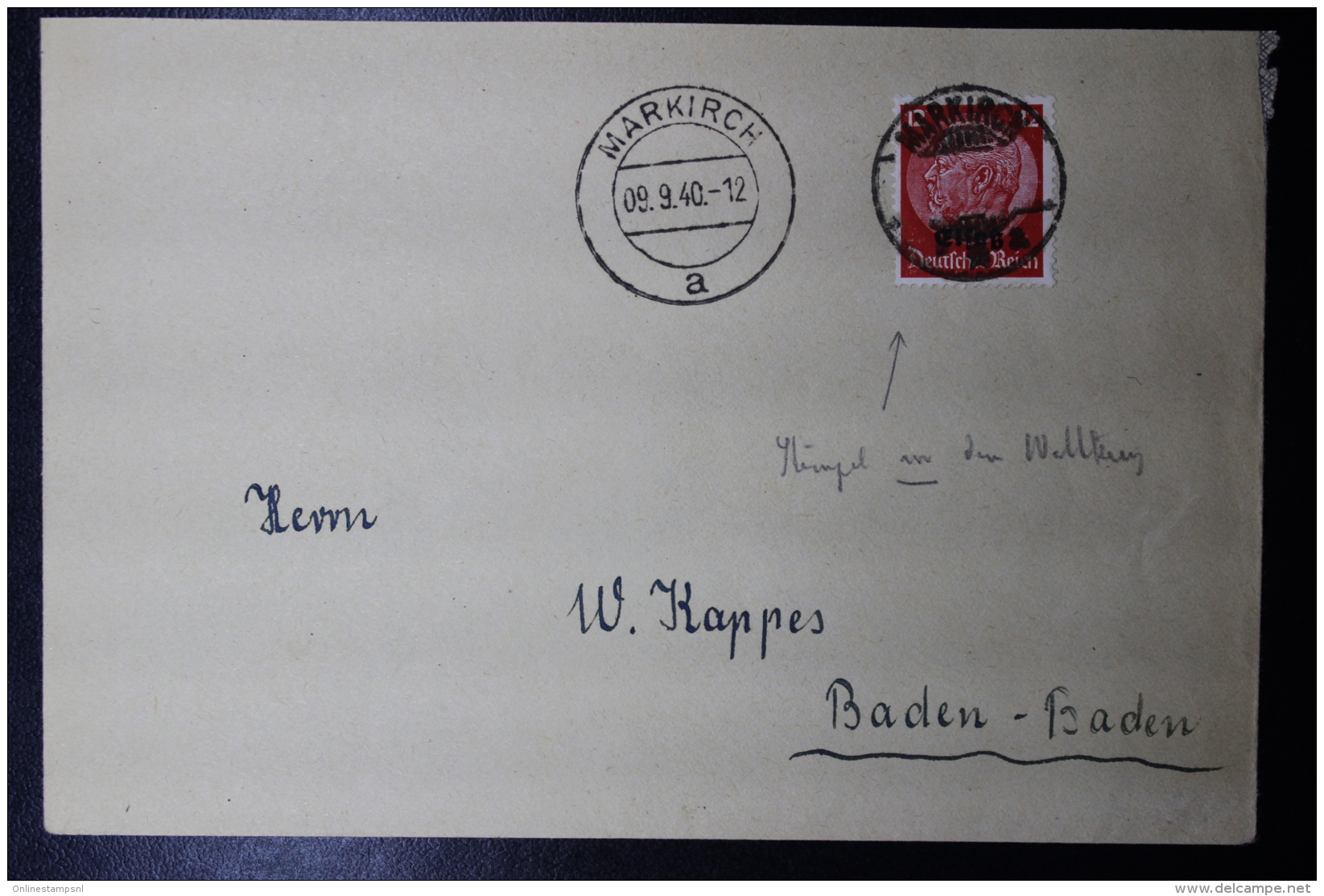 Elsass Alsace :  Stempel MARKIRCH  Keine Datum Stempel Rechts    Cover - Bezetting 1938-45