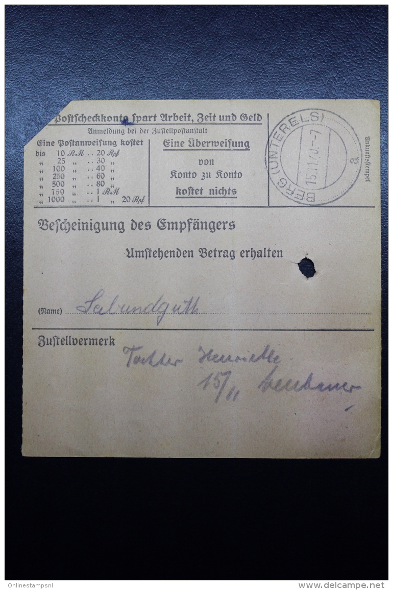 Elsass Alsace :  Postanweisung Niedermorschwikr -&gt; Mulhaussen   Notstempel 1940 - Besetzungen 1938-45