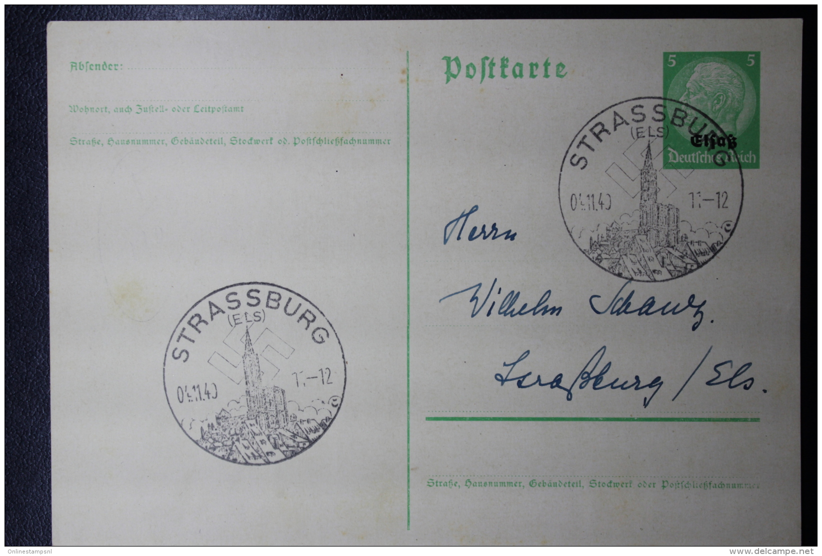 Elsass Alsace :  Strassburg  Postkarte Nr 1 - Besetzungen 1938-45