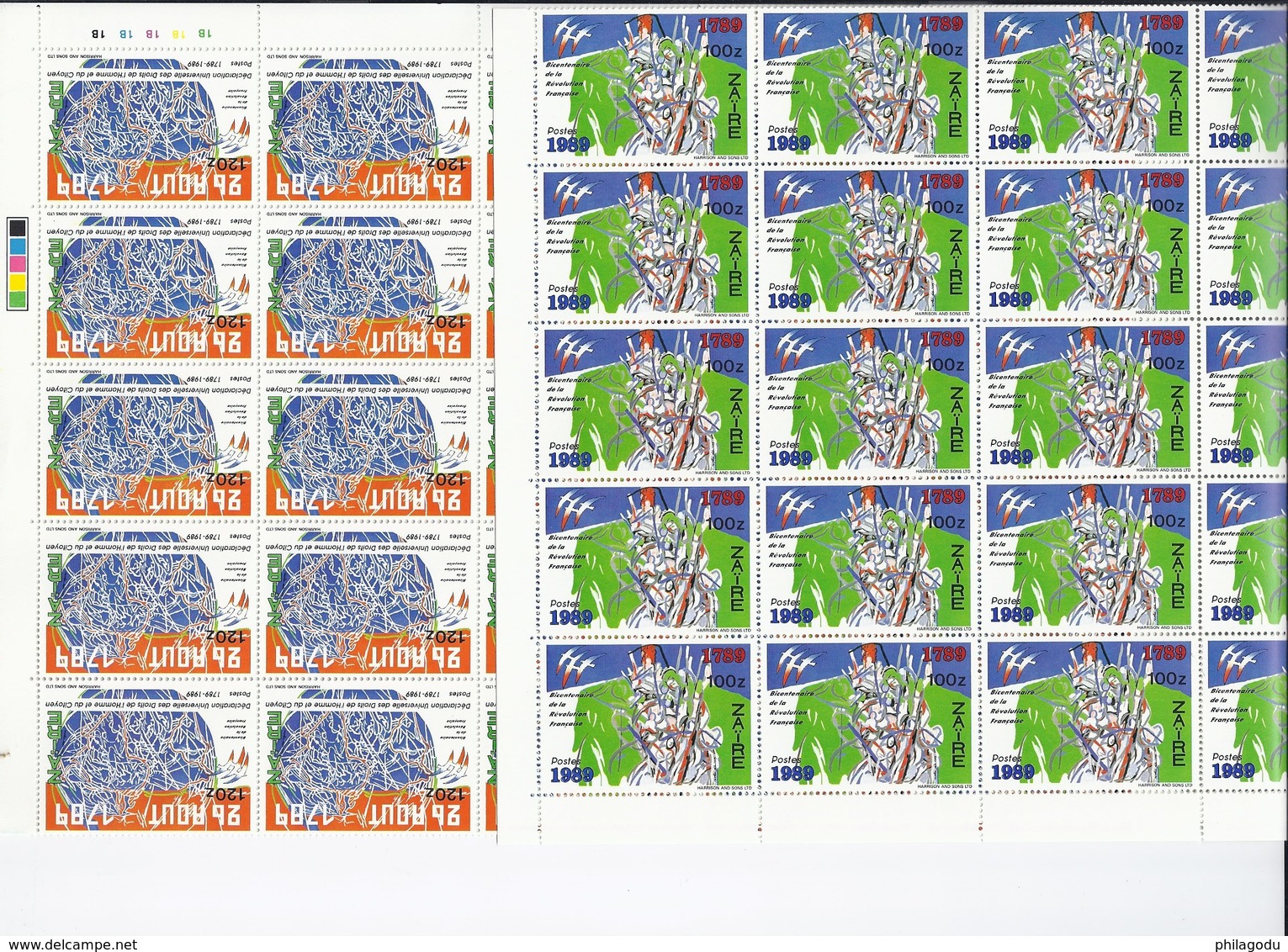 1990 ZAIRE Révolution Française Droits De L'Homme  10 Séries ** De 4 Val  Cote 50,-euros - Unused Stamps