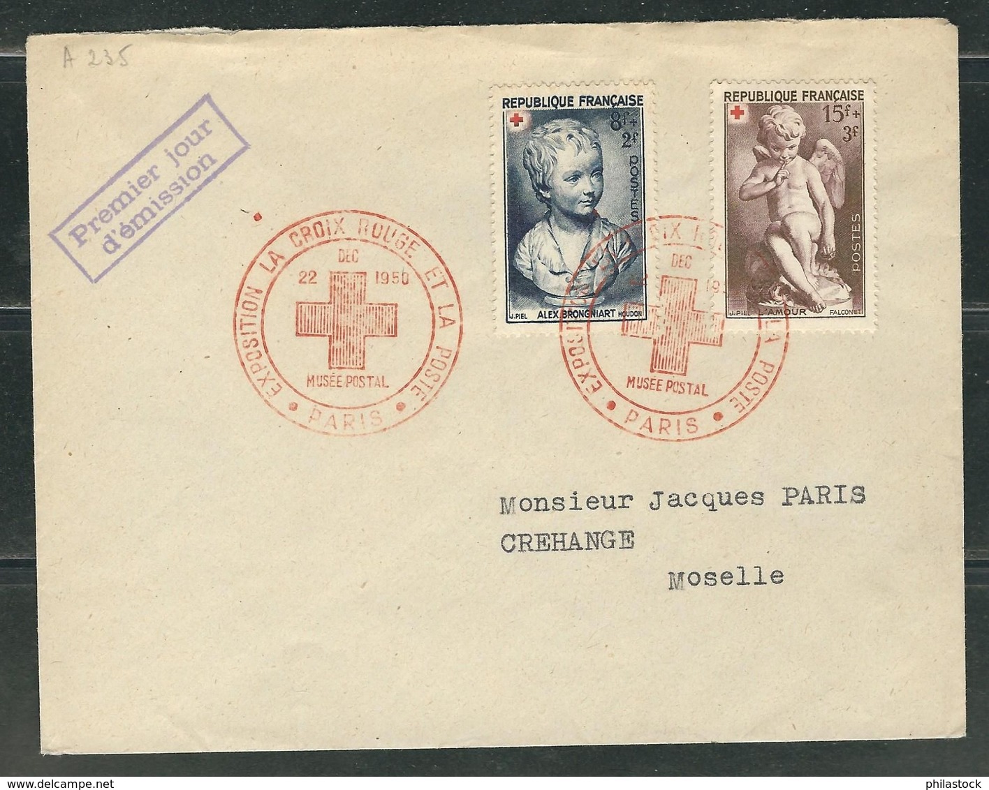 FRANCE 1950 Croix Rouge Obl. S/enveloppe FDC - 1950-1959