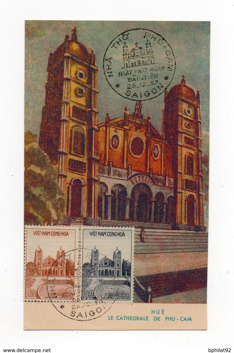 !!! PRIX FIXE : VIET-NAM, CARTE MAXIMUM CATHEDRALE DE PHU-CAM CACHET 1ER JOUR - Vietnam