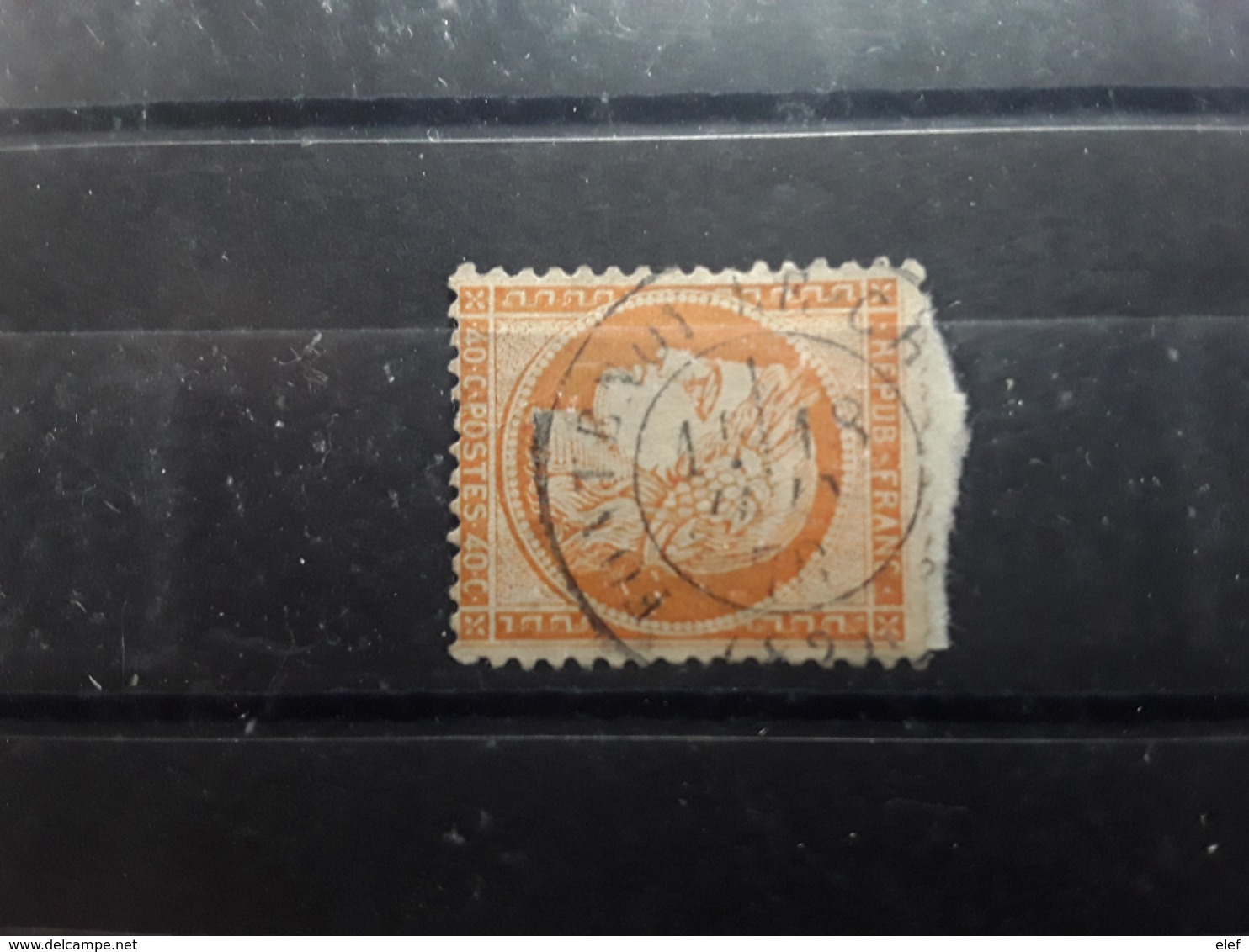 CERES No 38, Siège De Paris,  40 C Orange VARIETE FILET GAUCHE Obl Cachet FONTENOY LE CHÂTEAU   Vosges, 18 Juin 1878, - 1870 Siège De Paris