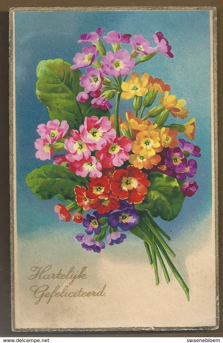 NL.- Hartelijk Gefeliciteerd. Bloemen 1934. Amag 4093 - Verjaardag