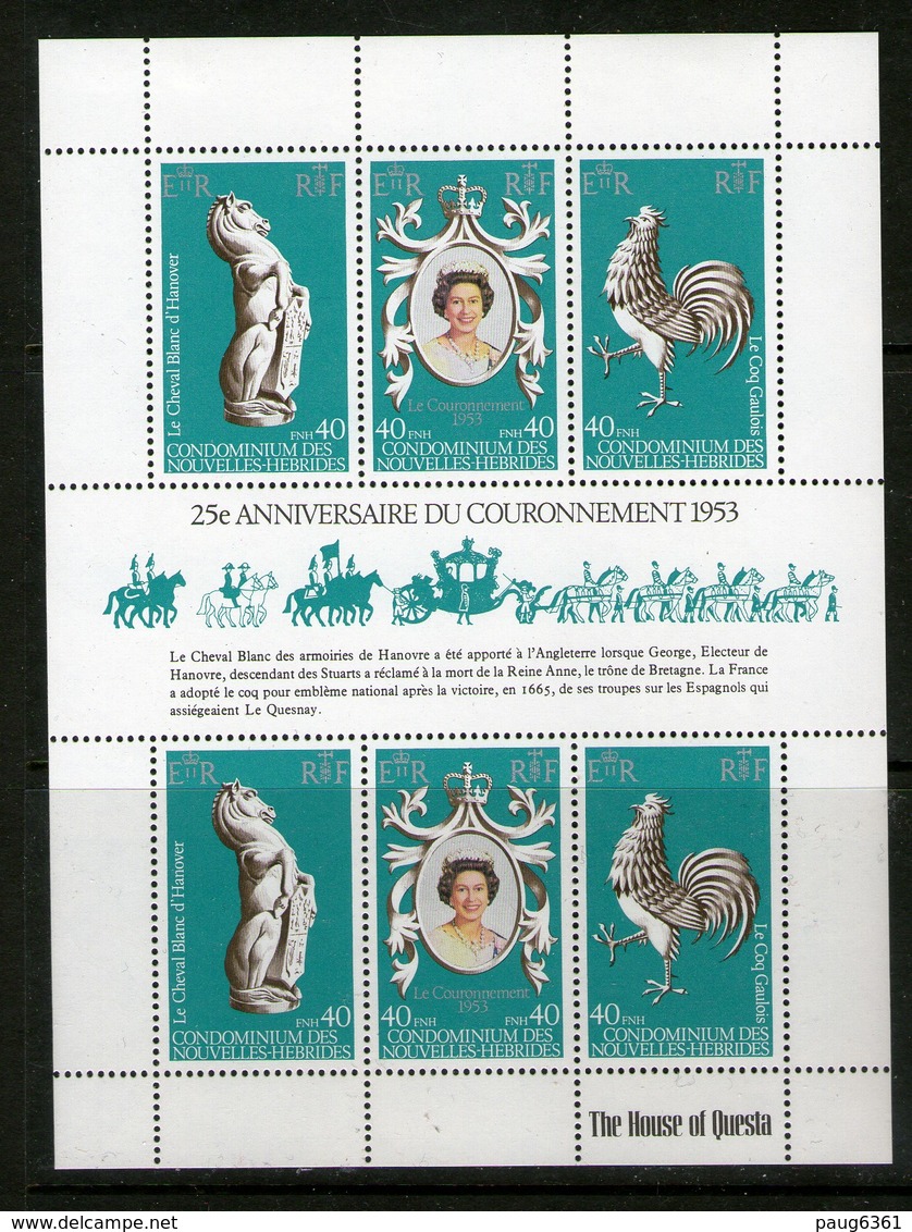 NOUVELLES-HEBRIDES 1978 COURONNEMENT BLOC  YVERT  N°537A NEUF MNH** - Blocks & Kleinbögen