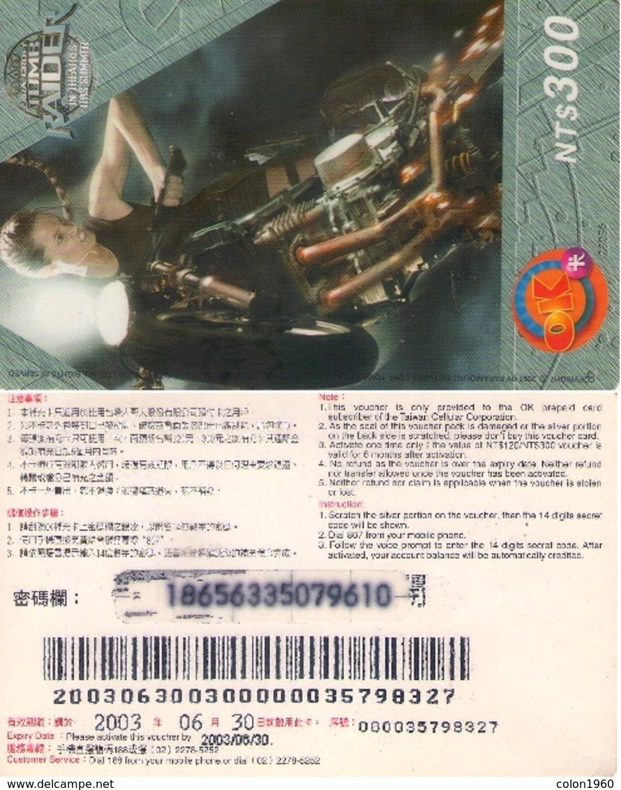 TARJETA TELEFONICA DE TAIWAN, PREPAGO (CINE - TOMB RAIDER). (162) - Cine