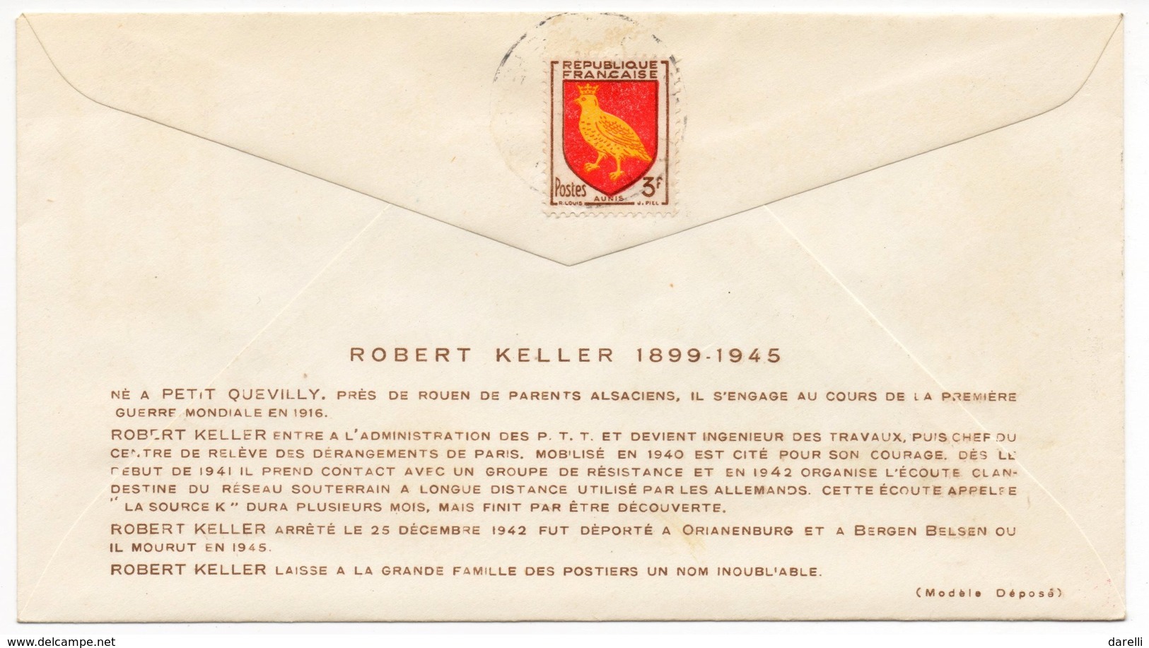 FDC 1957 - FRANCE - Héros De La Résistance Robert Keller YT 1200 Signé André Spitz ! (dessinateur) (Réf A0833) - 1950-1959