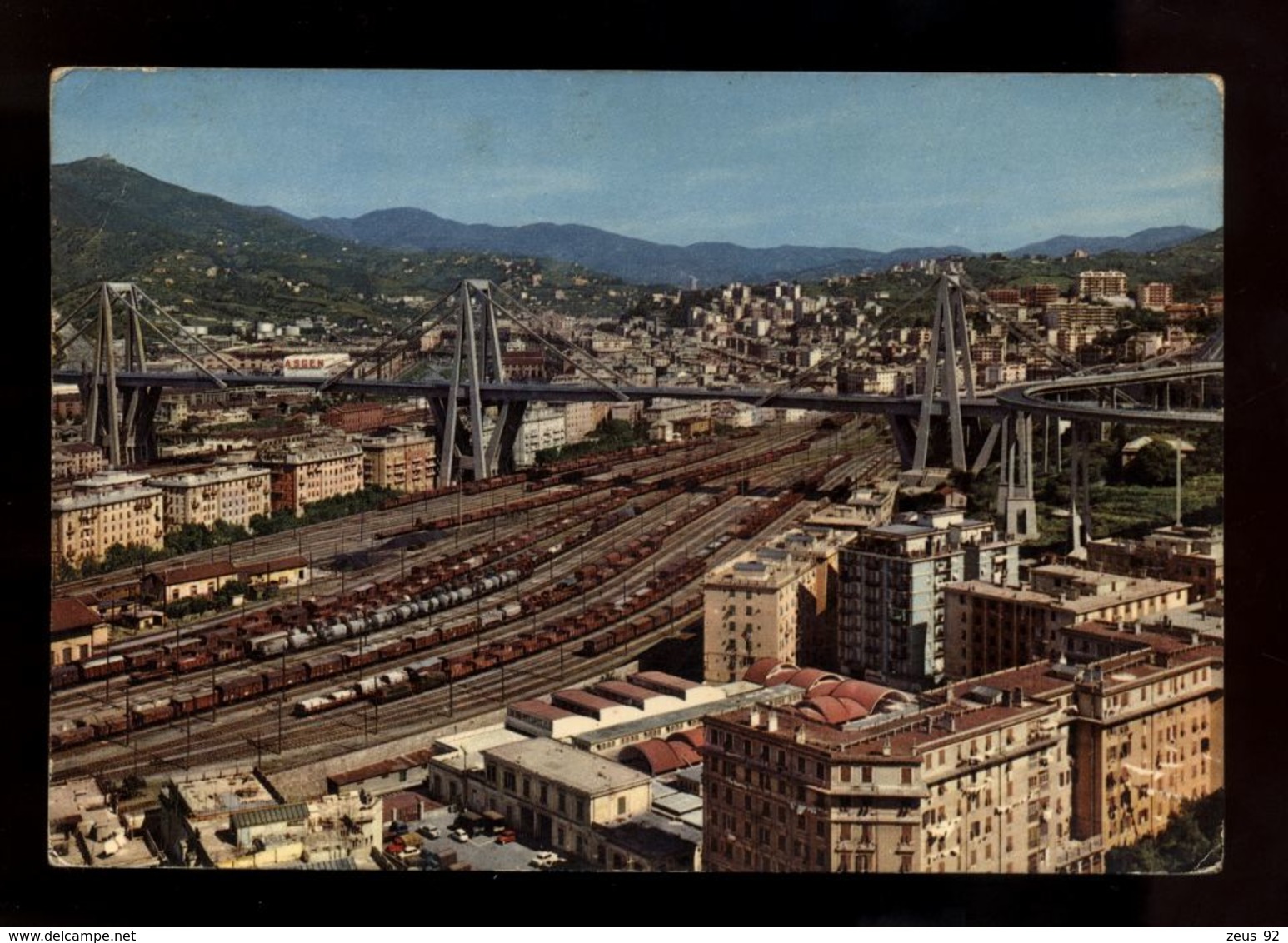 B7096 GENOVA - VIADOTTO POLCEVERA E PONTE MORANDI CON LA STAZIONE - Genova