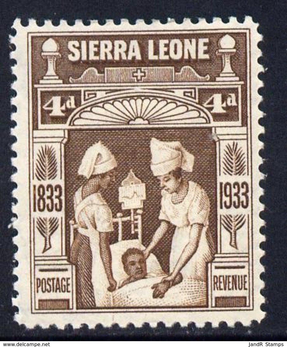 Sierra Leone 1933 KG5 Wilberforce & Abolition Of Slavery 4d Brown M/m SG 173 MEDICAL - Sierra Leone (1961-...)