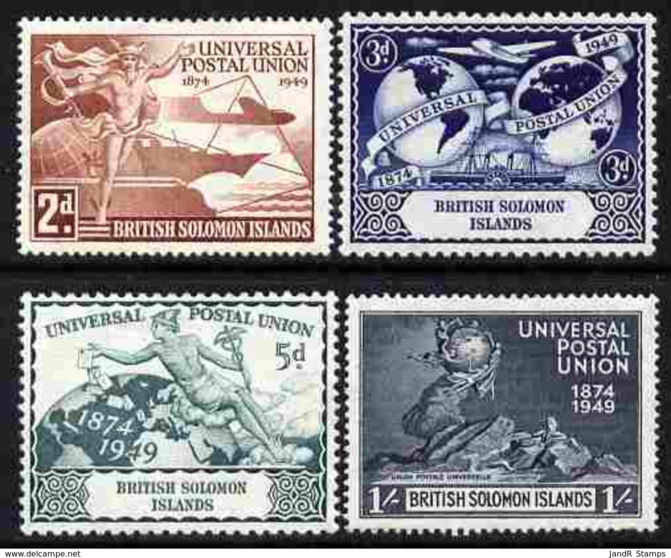 Solomon Islands 1949 KG6 75th  Anniv Of Universal Postal Union Set Of 4 U/m, SG 77-80 UPU - Solomon Islands (1978-...)