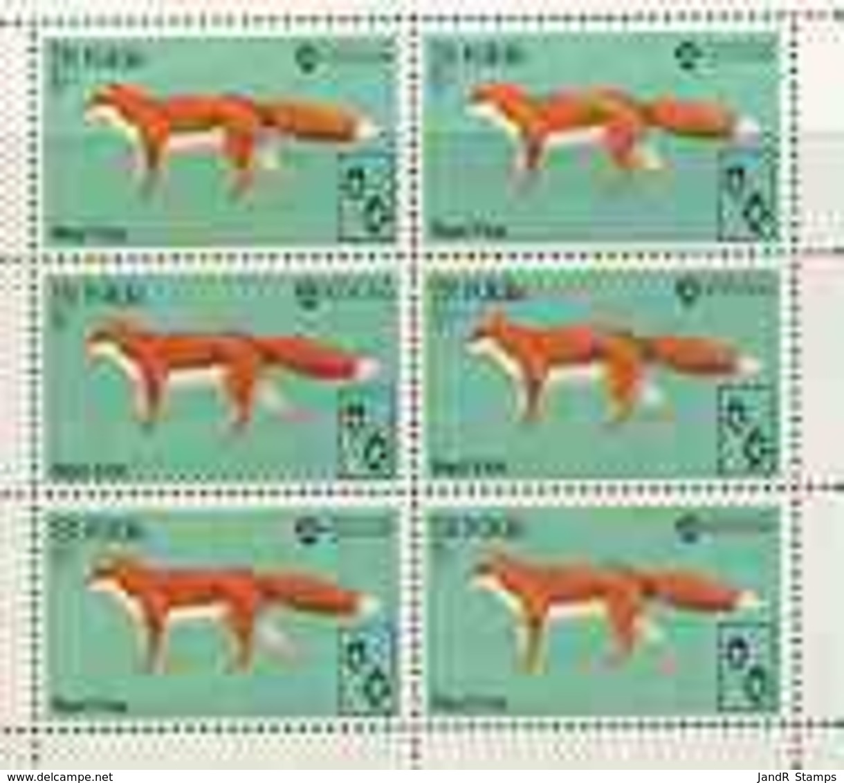 St Kilda 1970 Red Fox 1s Complete Perf Sheetlet Of 6 (from Wildlife Set) U/m ANIMALS  FOXES - Local Issues