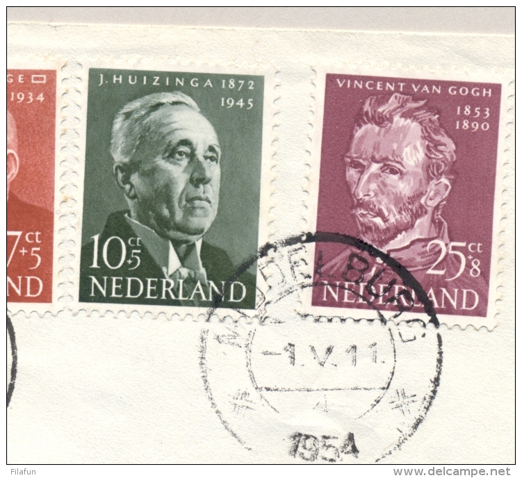 Nederland - 1954 - Zomerserie Bekende Personen, 1e Dag Op Gewone Envelop Lokaal Middelburg - Brieven En Documenten