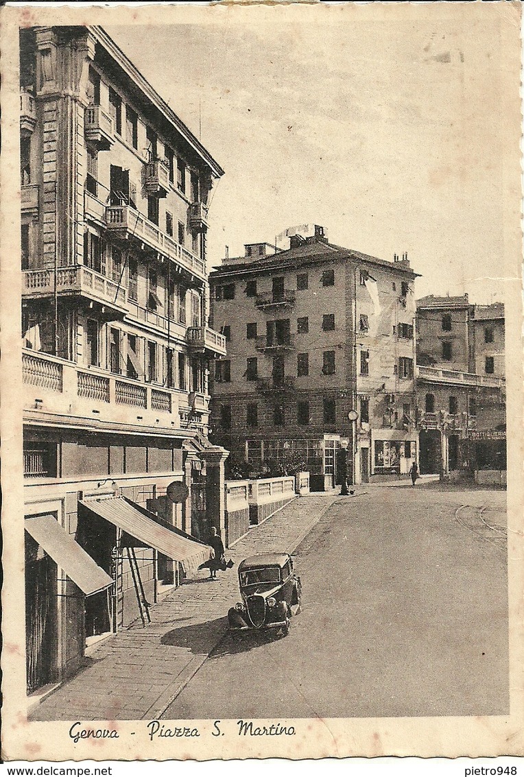 Genova (Liguria) Piazza San Martino E Auto D'Epoca, St. Martino Square And Car, Place St. Martino Et Voiture - Genova (Genoa)