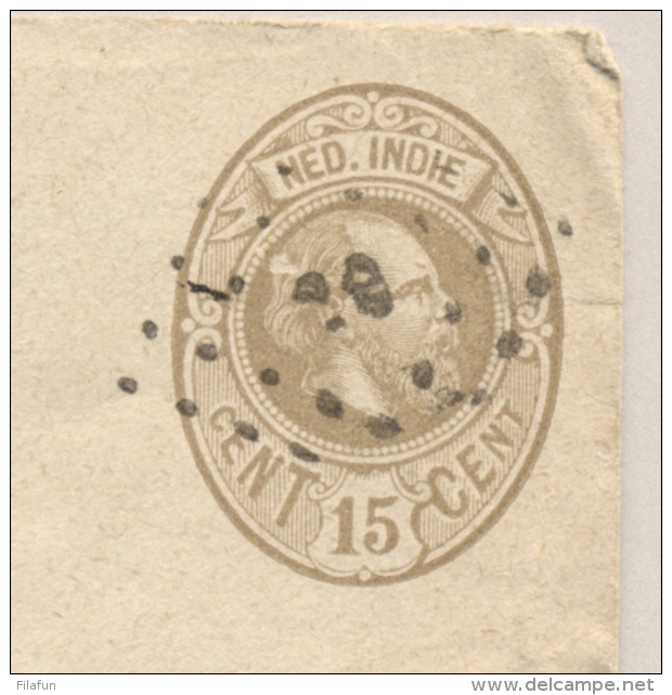 Nederlands Indië - 1891 - 15 Cent Willem III, Envelop G8 Van KR En Puntstempel KEDIRI Over Genua Naar Breukelen / NL - Nederlands-Indië