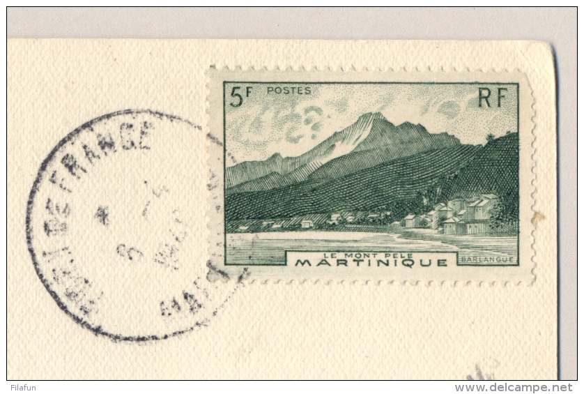 Martinique - 1948 - 5F Stamp On Advertising Postcard From Martinique To St Maur-des-Fosses - Brieven En Documenten