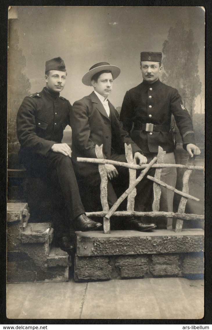 Photo Ancien / Men / Hommes / Elegant / Top Hat / Photographer François / Merksem / Antwerpen / Soldiers / Soldats - Photographie