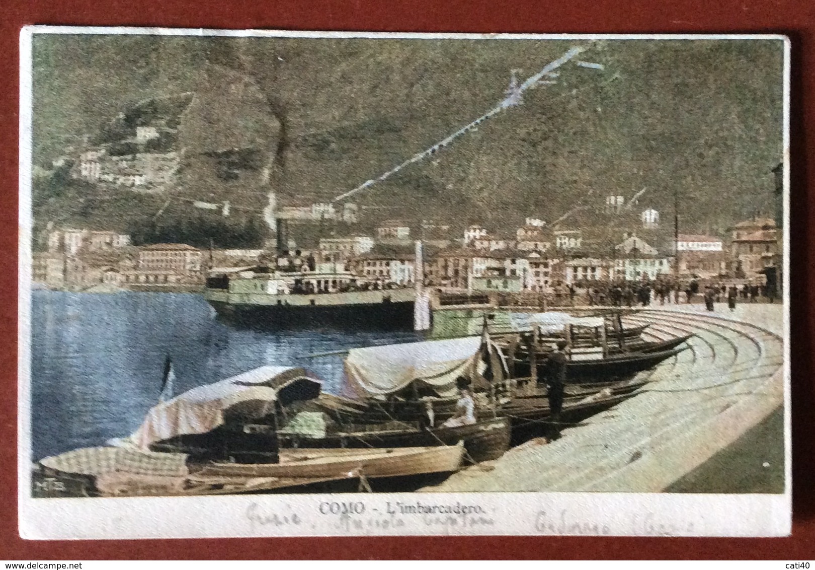 COLLETTORIA CADORAGO SU CARTOLINA COMO L'IMBARCADERO PER TORINO  4/3/1902 - Storia Postale