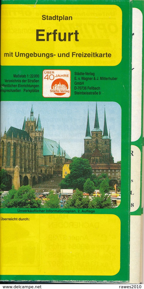 Erfurt Stadtplan Mit Umgebungs- Und Freizeitkarte Dom Und Severi-Kirche Städte-Verlag GmbH Fellbach - Autres & Non Classés