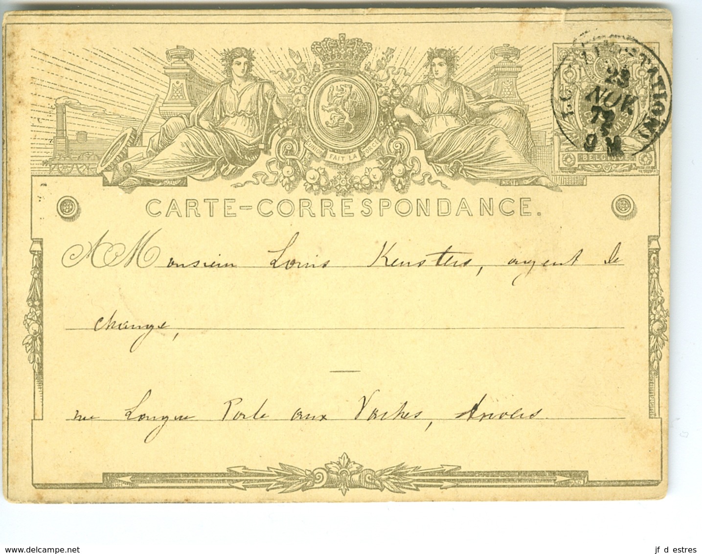 Carte Correspondance AS CàD Louvain Et Anvers Quirini 187? Entier Postal Postwaardestuk - Postkarten 1871-1909