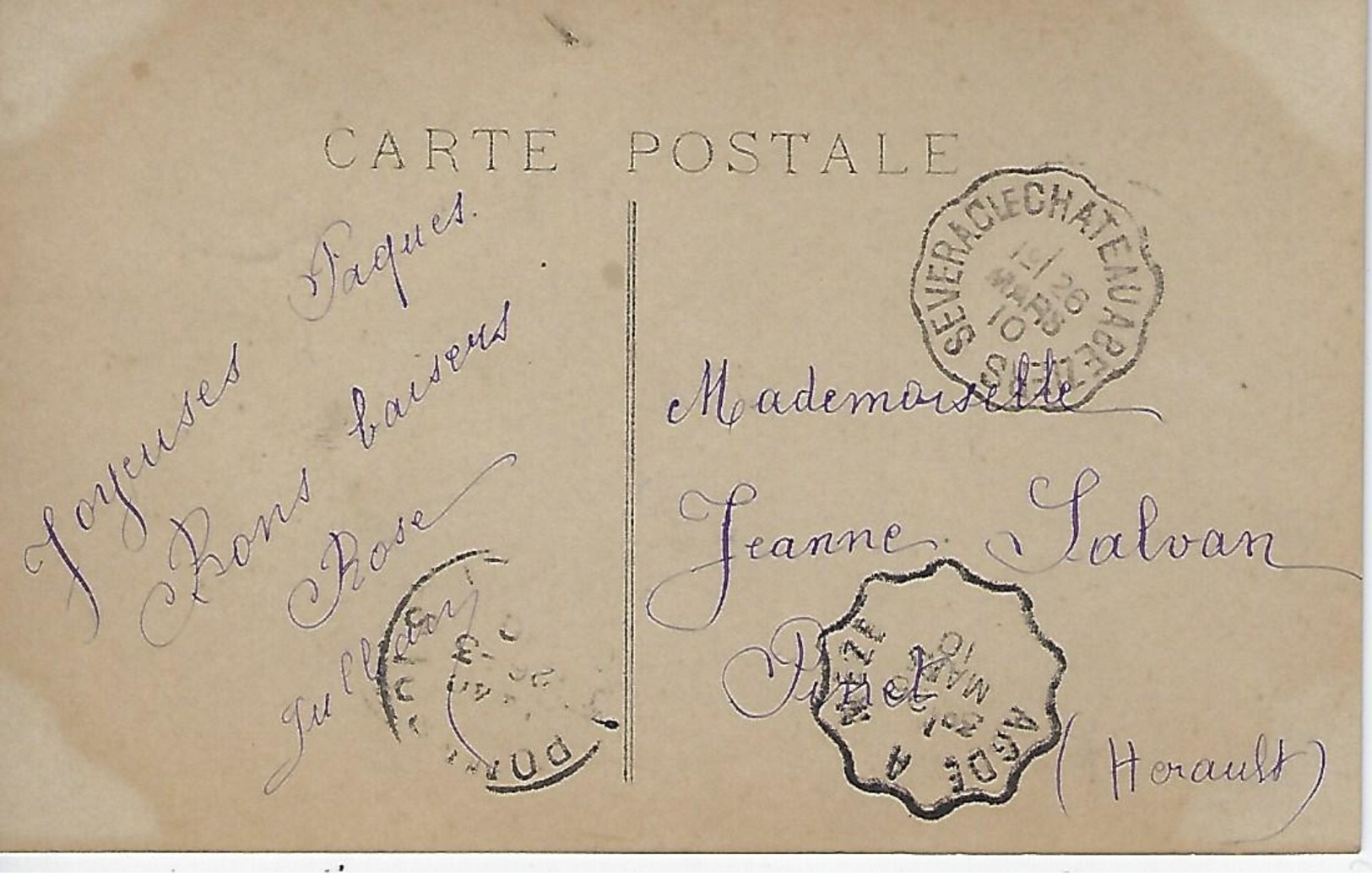 Convoyeur 1910-severac Le Chateau à Beziers + Agde à Méze Sur Cpa Fantaisie - 1877-1920: Période Semi Moderne