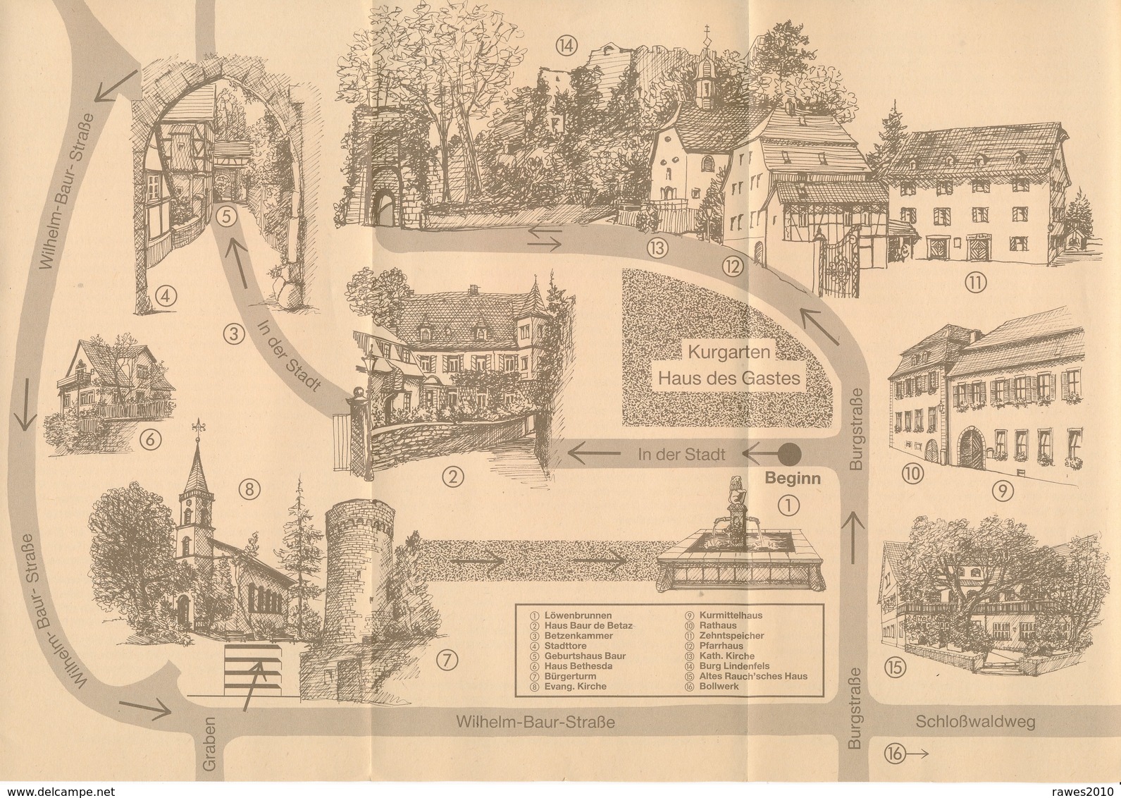 Lindenfels 1993 Historischer Stadtrundgang Nibelungenstrasse Faltblatt 4 Seiten - Autres & Non Classés