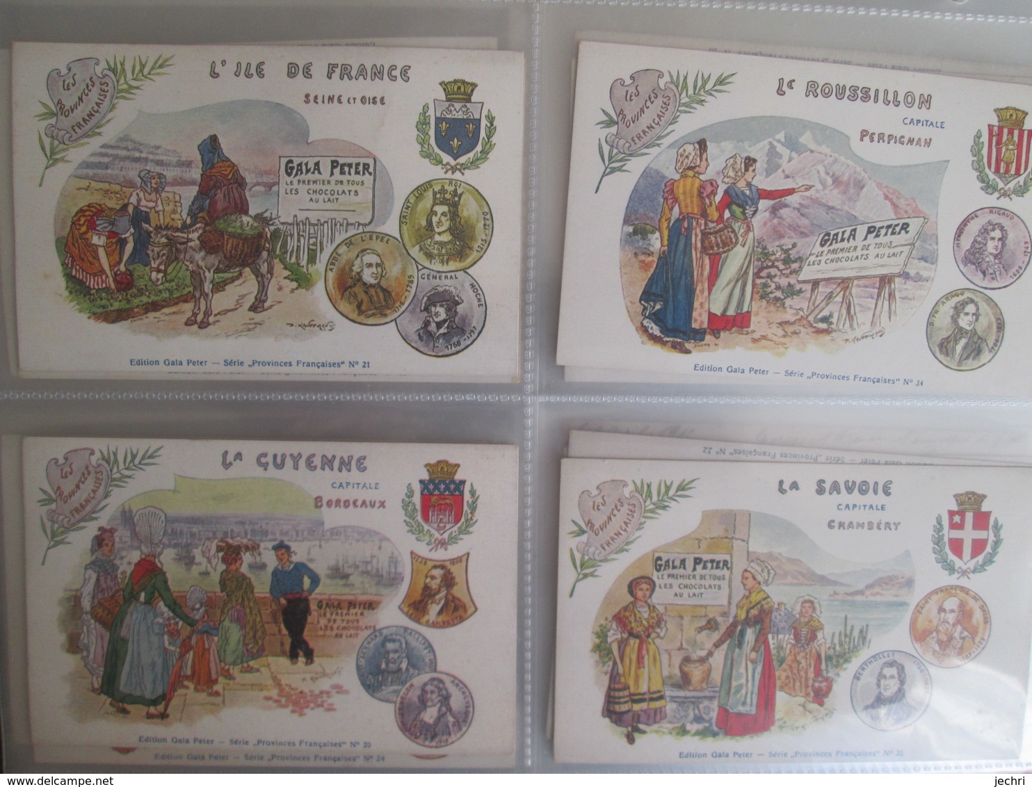 Lot De 18 Cartes Publicite Gala Peter Chocolat. Les Regions - Advertising