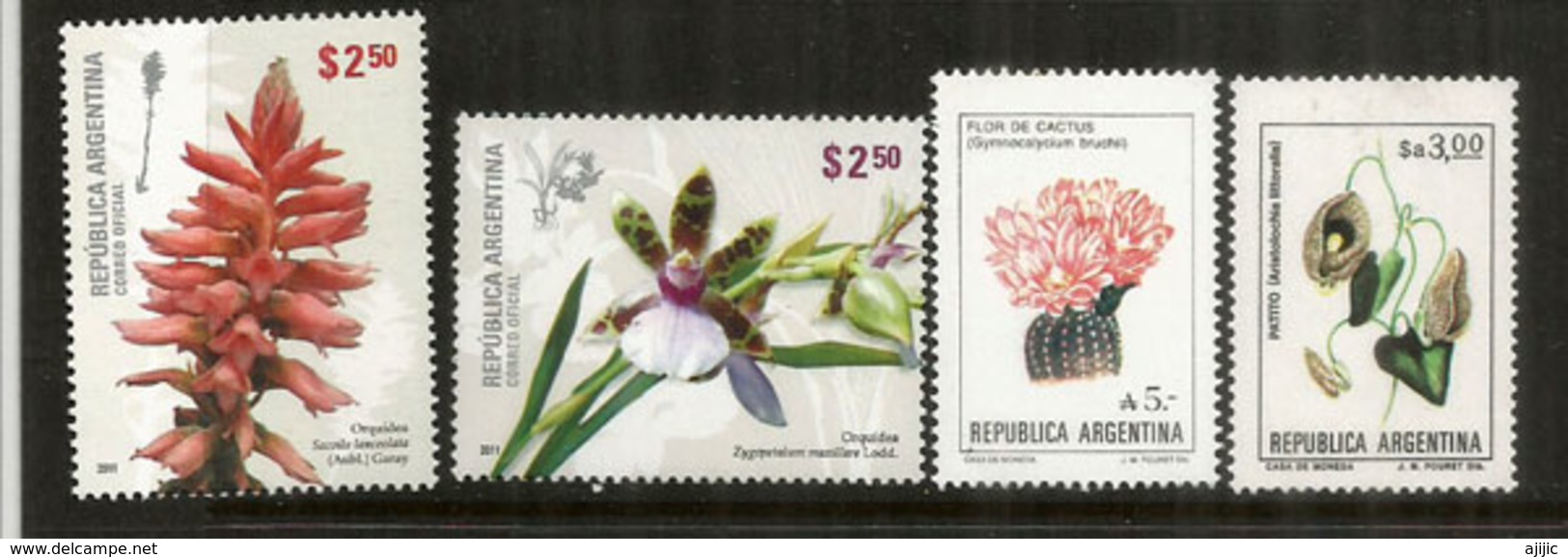 Fleurs D'Argentine,   4 Timbres Neufs **   Côte  15,00 Euro - Neufs