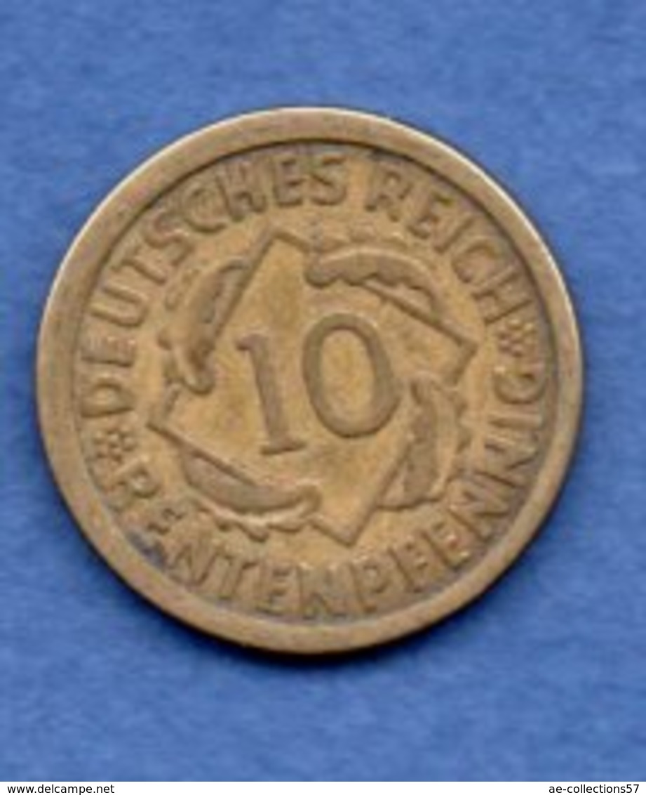 Allemagne  -  10 Rentenpfennig 1924 E - Km # -  état  TB+ - 10 Renten- & 10 Reichspfennig