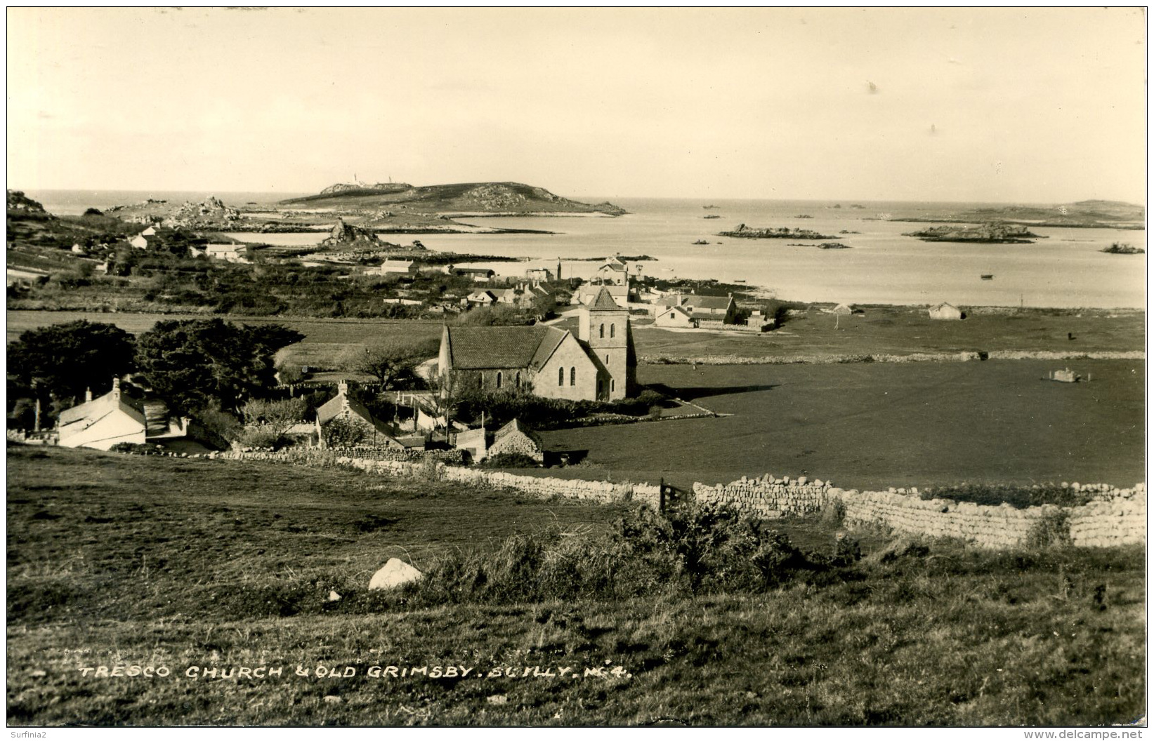 CORNWALL - SCILLIES - TRESCO CHURCH &amp; OLD GRIMSBY RP - GIBSON Co49a - Scilly Isles