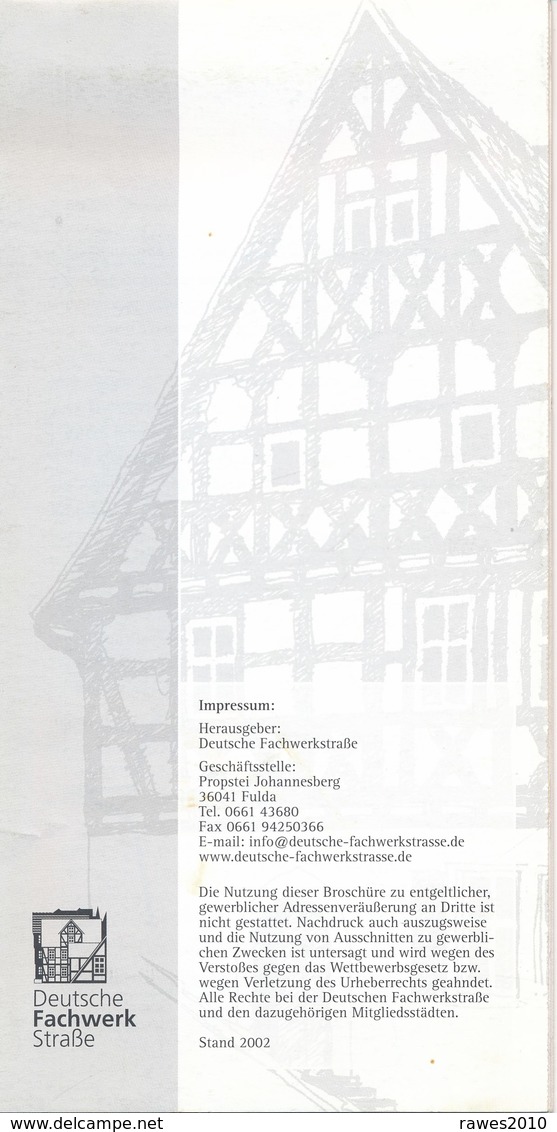 Deutsche Fachwerkstraße Gesamtübersicht Der Regionalstrecken 2002 Karte, Bilder + Erläuterungen - Reiseprospekte