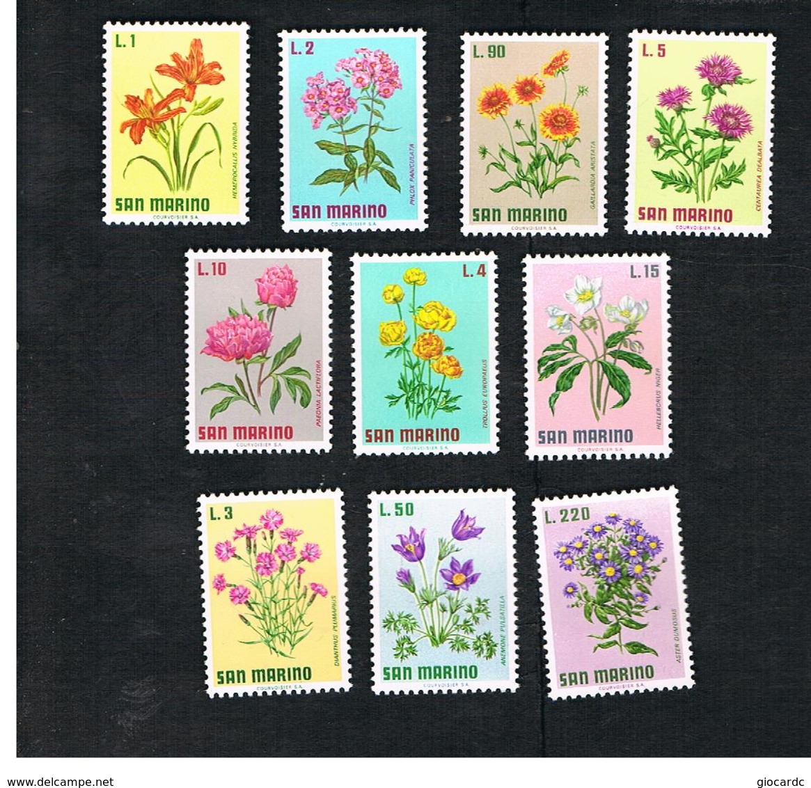 SAN MARINO - UNIF. 836.845  - 1971 FIORI (FLOWERS): SERIE COMPLETA DI 10       -    MINT** - Nuovi