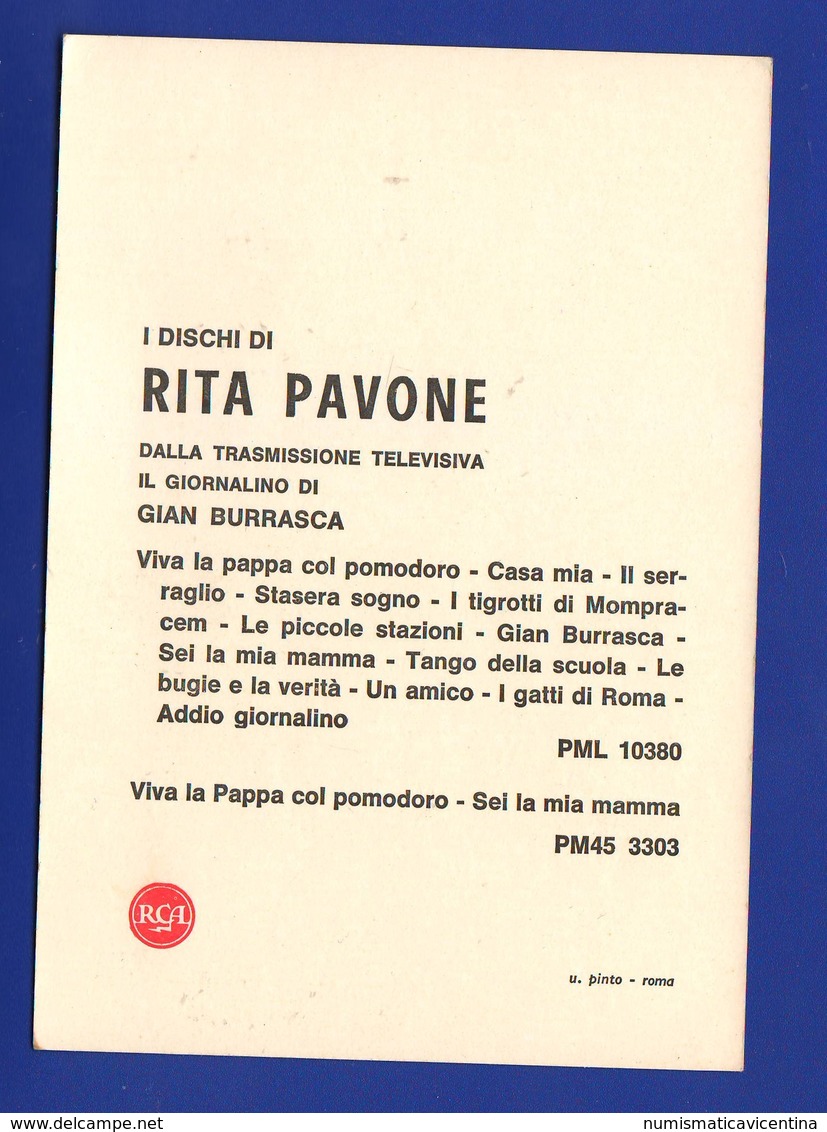 Cantanti Singers Giamburrasca Rita Pavone X Lancio Disco RCA Cartolina Pubblicitaria - Photos