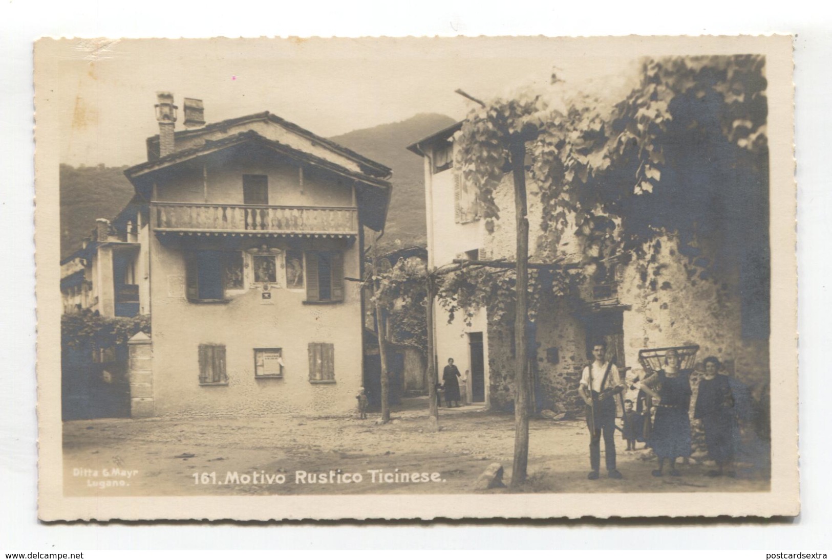 Motivo Rustico Ticinese - Switzerland Village Scene - Old Real Photo Postcard - Sonstige & Ohne Zuordnung