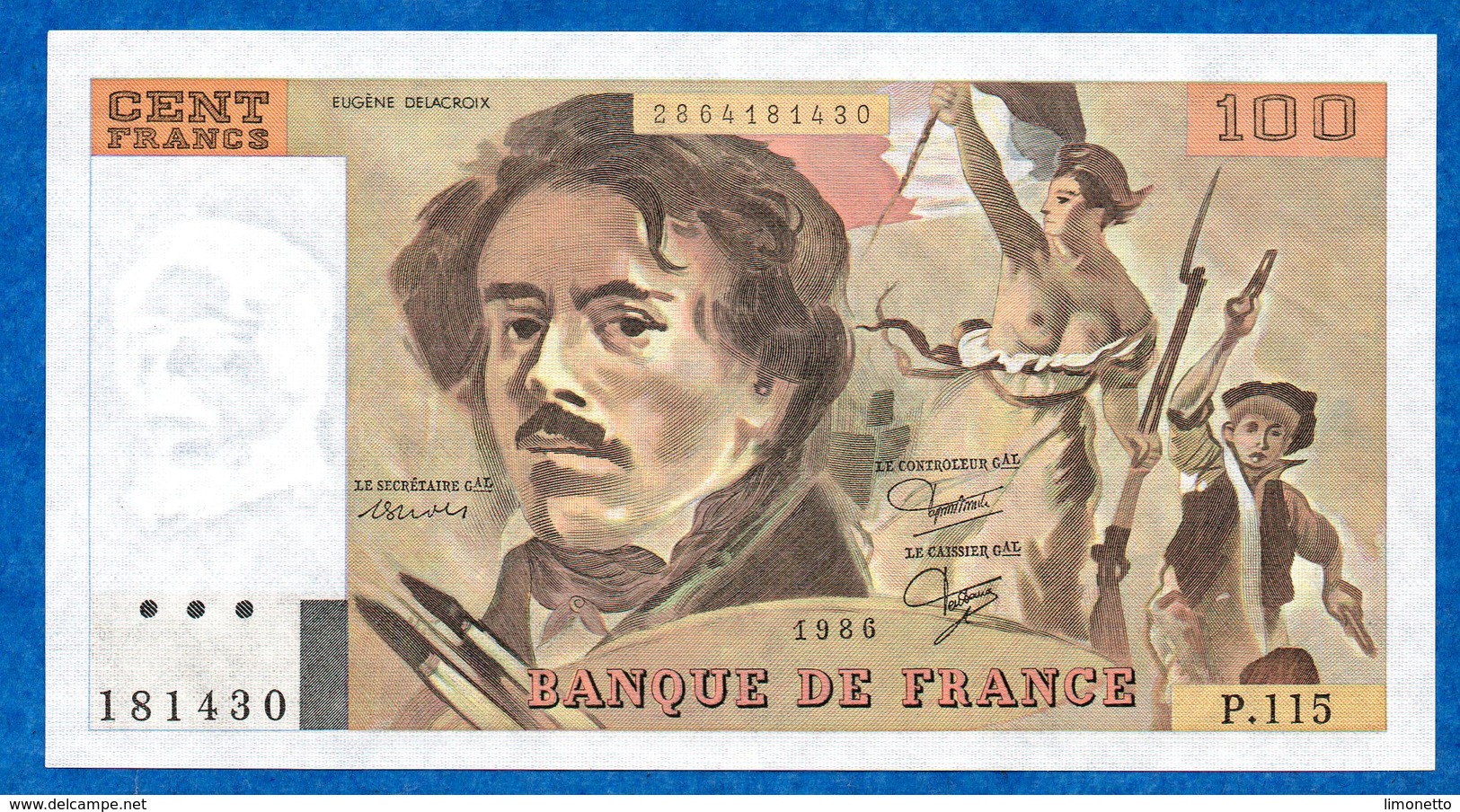 FRANCE -Eugène  DELACROIX - 100 Frs De 1986 ( P.115 )  Cat Fayett N° 69 - Neuf - 100 F 1978-1995 ''Delacroix''