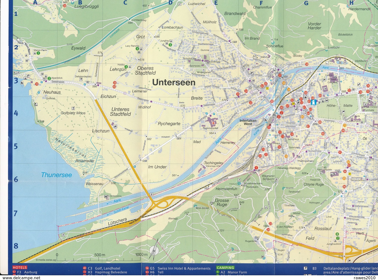 Schweiz Interlaken Ortsplan Faltblatt 4 Seiten - Other & Unclassified