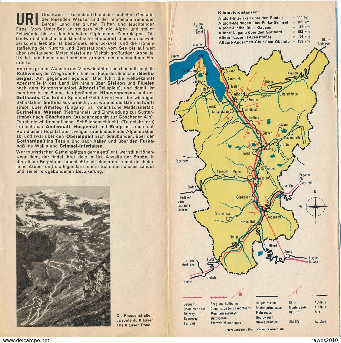 Schweiz URI Central Switzerland Hrsg. Kant. Verkehrsverein Uri - Reiseprospekte