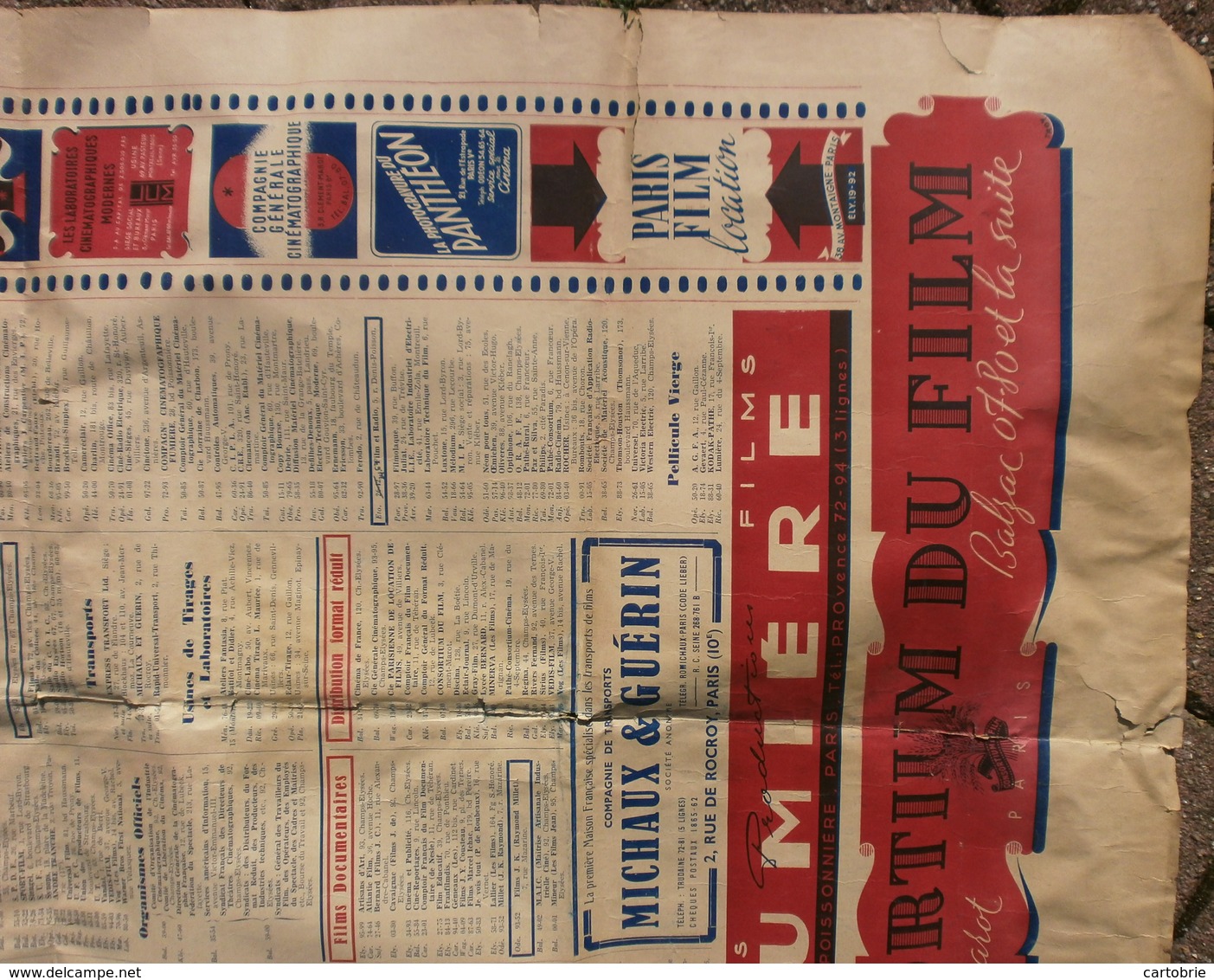 "CINÉ-ADRESSES", Publication annuelle 1945 (affiche) - INFOS PROFESSIONNELLES CINÉMA publicité Commodore Gaumont Minerva