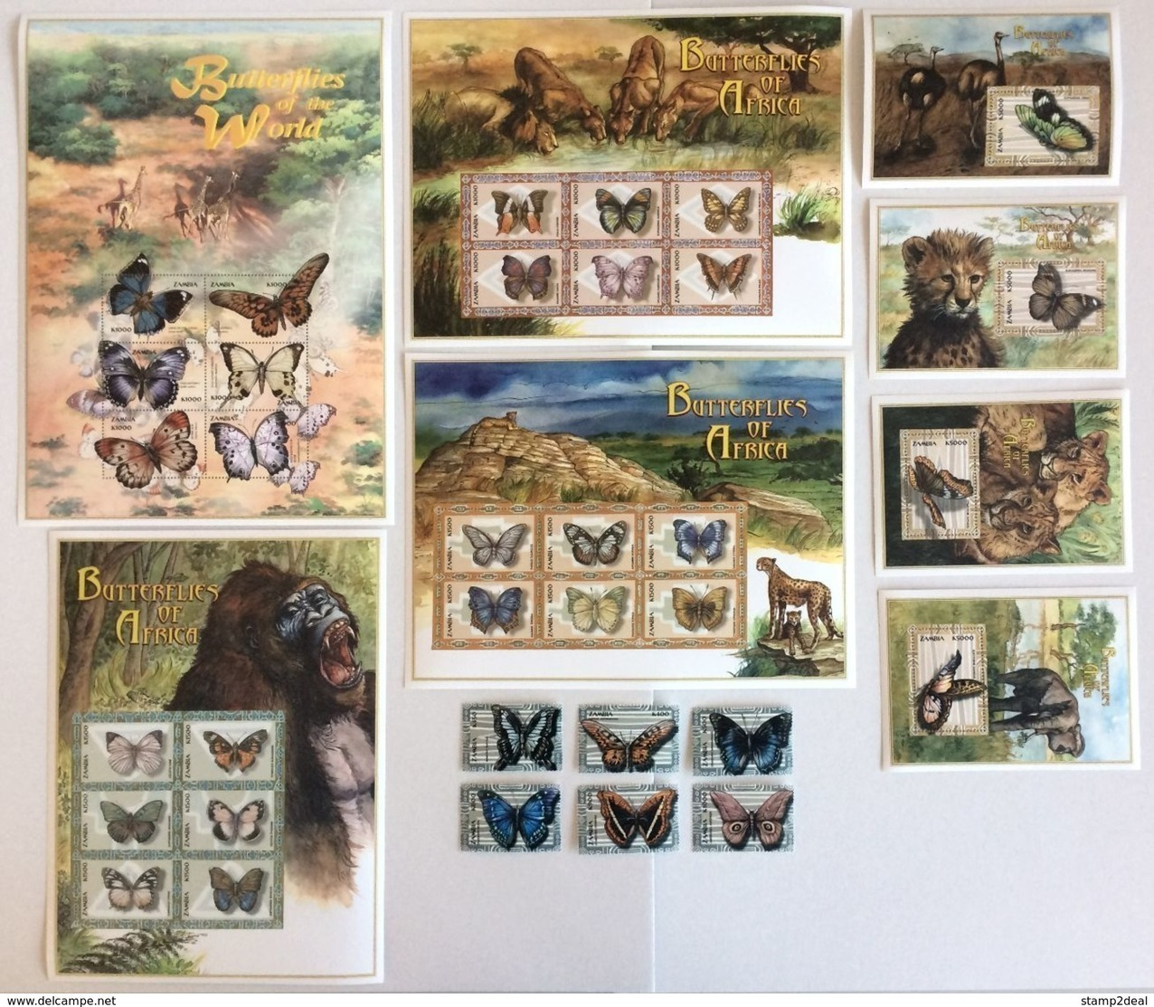 Zambia 2000** Mi.1103-08, Klb.1109-14,1115-20,1121-26,1127-32, Bl.68,69,70,71 Butterflies MNH [20;148] - Papillons