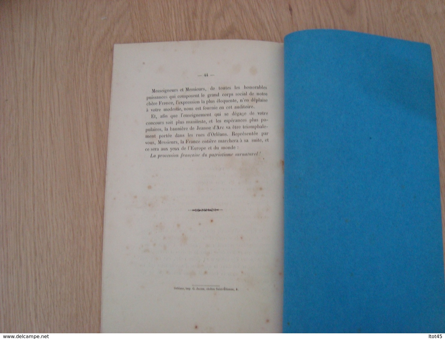 LIVRET LE PATRIOTISME ET LE SURNATUREL PANEGYRIQUE DE JEANNE D'ARC 1878 - 1801-1900