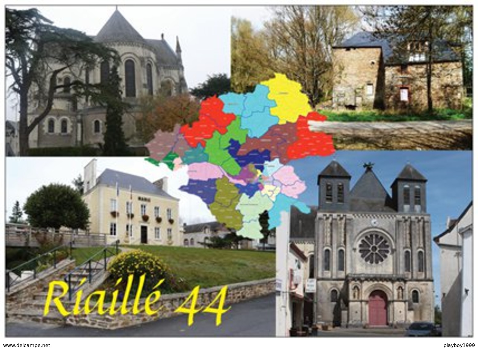 44 - Riaillé - Carte Du Département De La Loire-Atlantique - 4 Vues - Cpm - Pas écrite - - Autres & Non Classés